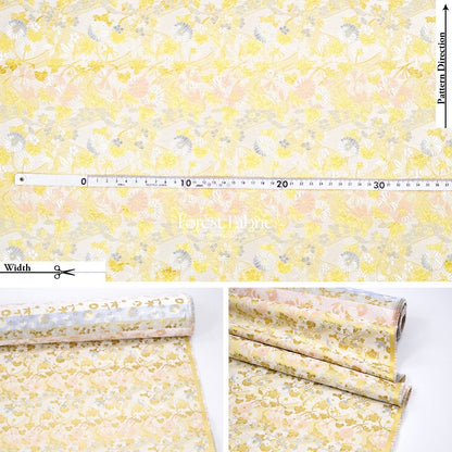 Gold Brocade - Zen Garden fabric Milky Gray - FO:REST Fabric 布恩堂Liberty fabrictana lawnjapanese fabricykk zipper