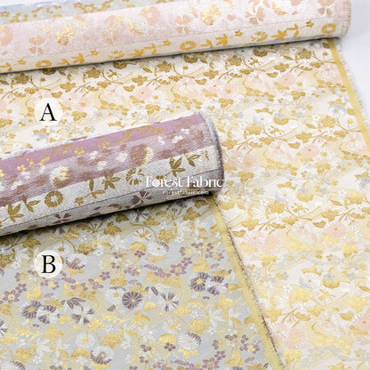 Gold Brocade - Zen Garden fabric Milky Gray - FO:REST Fabric 布恩堂Liberty fabrictana lawnjapanese fabricykk zipper