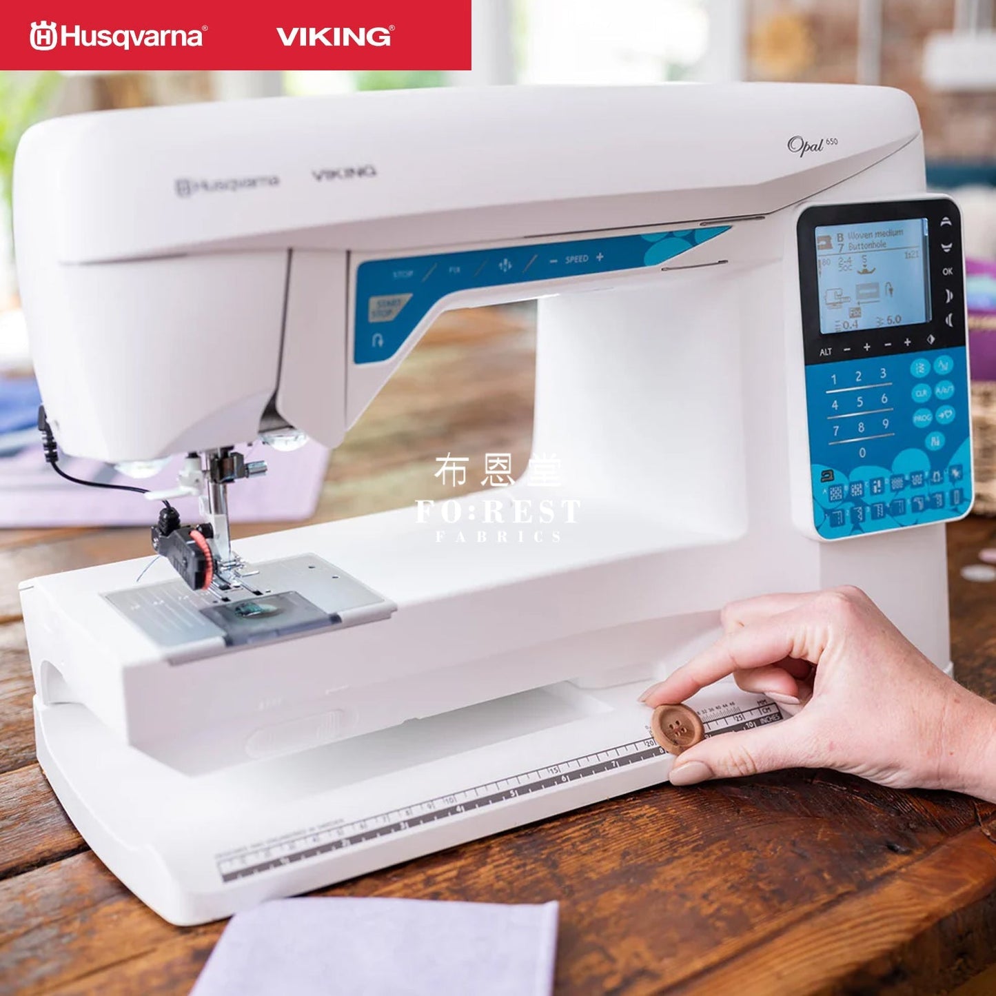 HUSQVARNA® VIKING® - OPAL™ 650 - FO:REST Fabric 布恩堂Liberty fabrictana lawnjapanese fabricykk zipper
