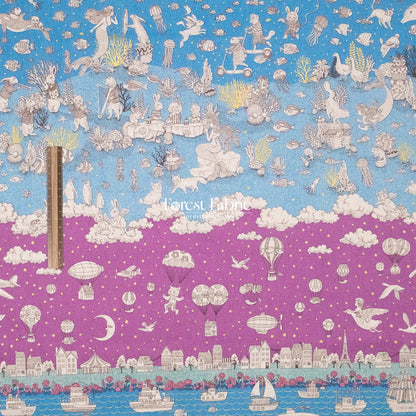 JoliFleur - cotton linen - Tokimeki Aquatopia - 60cm - FO:REST Fabric 布恩堂Liberty fabrictana lawnjapanese fabricykk zipper