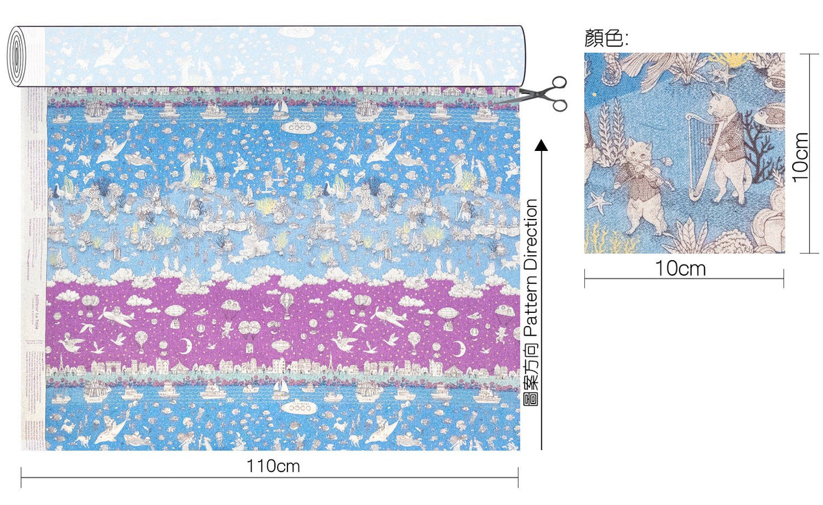 JoliFleur - cotton linen - Tokimeki Aquatopia - 60cm - FO:REST Fabric 布恩堂Liberty fabrictana lawnjapanese fabricykk zipper
