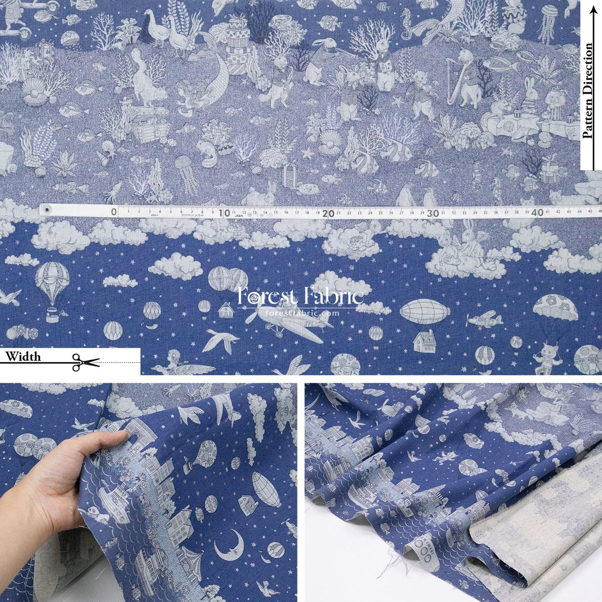 JoliFleur - cotton linen - Tokimeki Aquatopia - 60cm - FO:REST Fabric 布恩堂Liberty fabrictana lawnjapanese fabricykk zipper