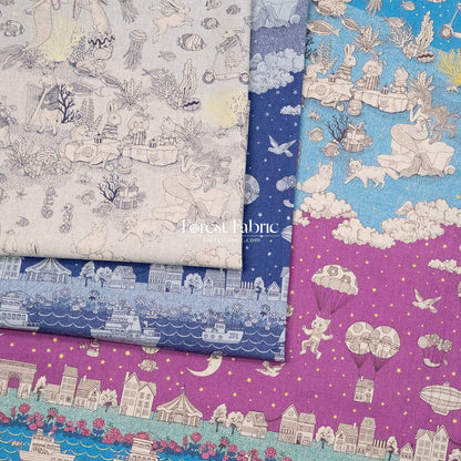 JoliFleur - cotton linen - Tokimeki Aquatopia - 60cm - FO:REST Fabric 布恩堂Liberty fabrictana lawnjapanese fabricykk zipper