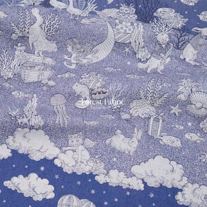 JoliFleur - cotton linen - Tokimeki Aquatopia - 60cm - FO:REST Fabric 布恩堂Liberty fabrictana lawnjapanese fabricykk zipper
