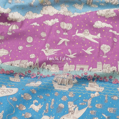 JoliFleur - cotton linen - Tokimeki Aquatopia - 60cm - FO:REST Fabric 布恩堂Liberty fabrictana lawnjapanese fabricykk zipper