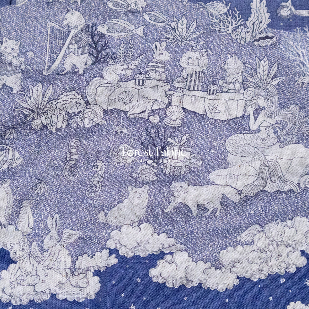 JoliFleur - cotton linen - Tokimeki Aquatopia - 60cm - FO:REST Fabric 布恩堂Liberty fabrictana lawnjapanese fabricykk zipper