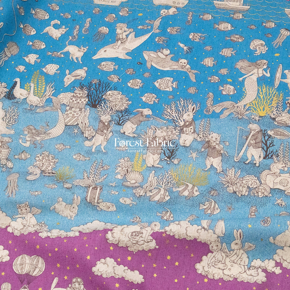JoliFleur - cotton linen - Tokimeki Aquatopia - 60cm - FO:REST Fabric 布恩堂Liberty fabrictana lawnjapanese fabricykk zipper