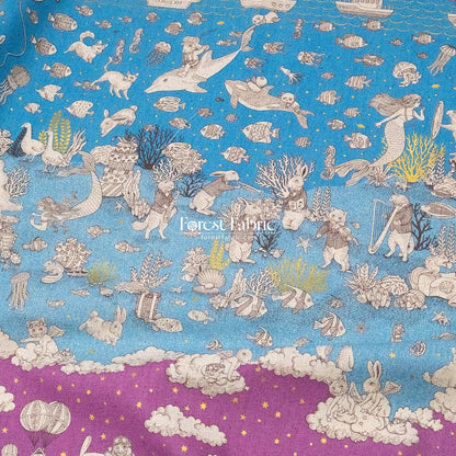 JoliFleur - cotton linen - Tokimeki Aquatopia - 60cm - FO:REST Fabric 布恩堂Liberty fabrictana lawnjapanese fabricykk zipper