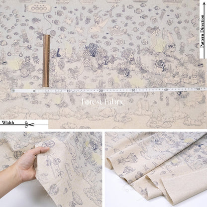 JoliFleur - cotton linen - Tokimeki Aquatopia - 60cm - FO:REST Fabric 布恩堂Liberty fabrictana lawnjapanese fabricykk zipper