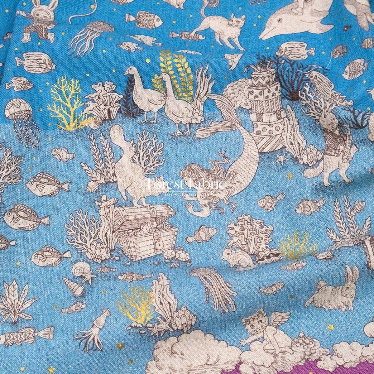 JoliFleur - cotton linen - Tokimeki Aquatopia - 60cm - FO:REST Fabric 布恩堂Liberty fabrictana lawnjapanese fabricykk zipper