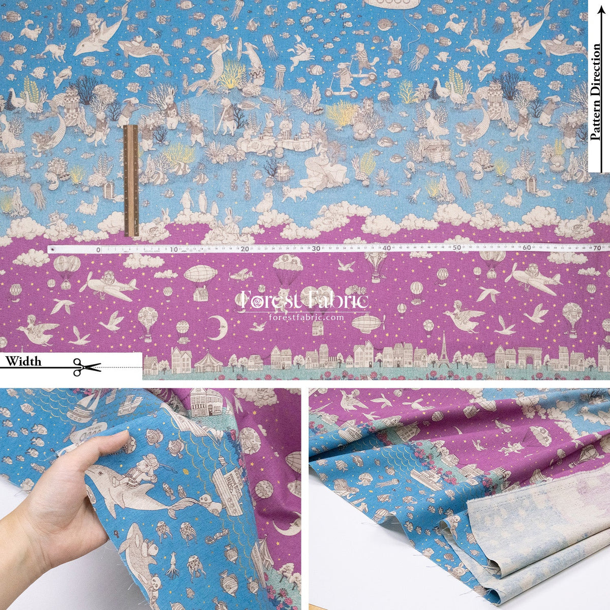 JoliFleur - cotton linen - Tokimeki Aquatopia - 60cm - FO:REST Fabric 布恩堂Liberty fabrictana lawnjapanese fabricykk zipper