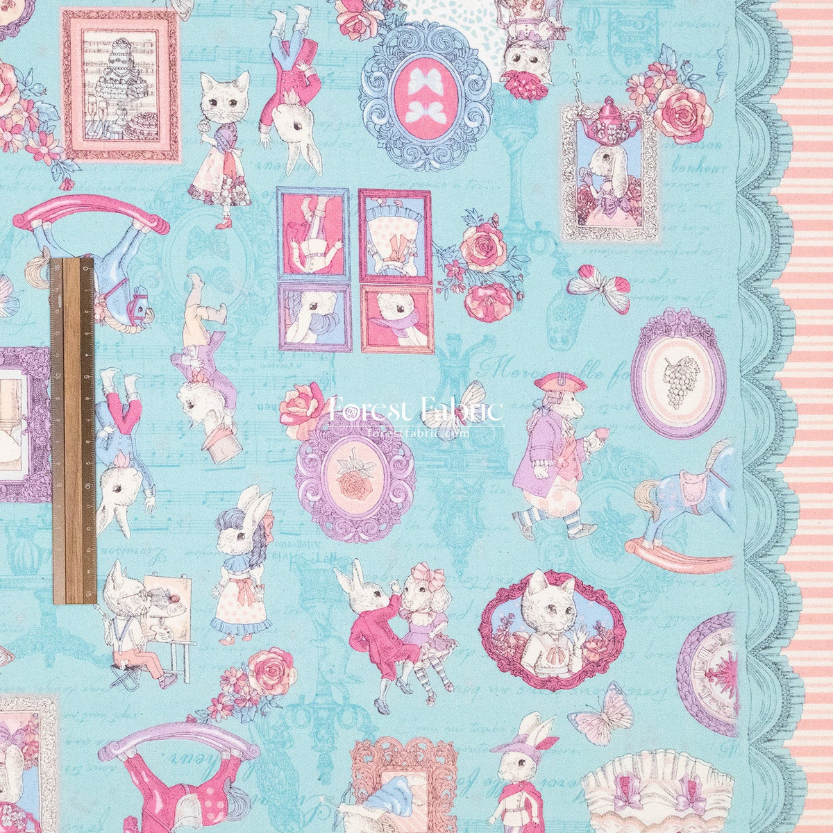 JoliFleur - cotton - TeaParty AQUABLUE fabric - FO:REST Fabric 布恩堂Liberty fabrictana lawnjapanese fabricykk zipper