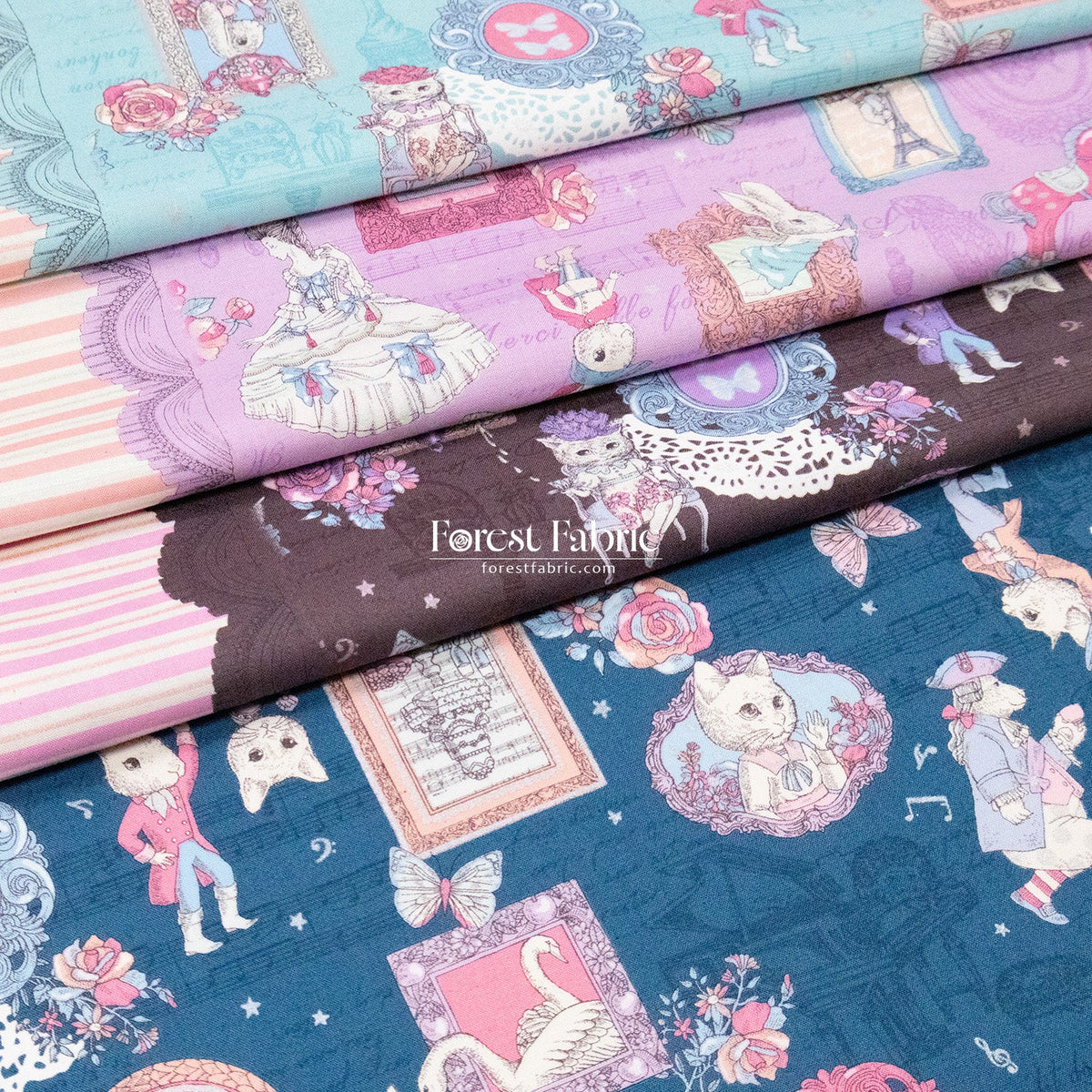 JoliFleur - cotton - TeaParty AQUABLUE fabric - FO:REST Fabric 布恩堂Liberty fabrictana lawnjapanese fabricykk zipper
