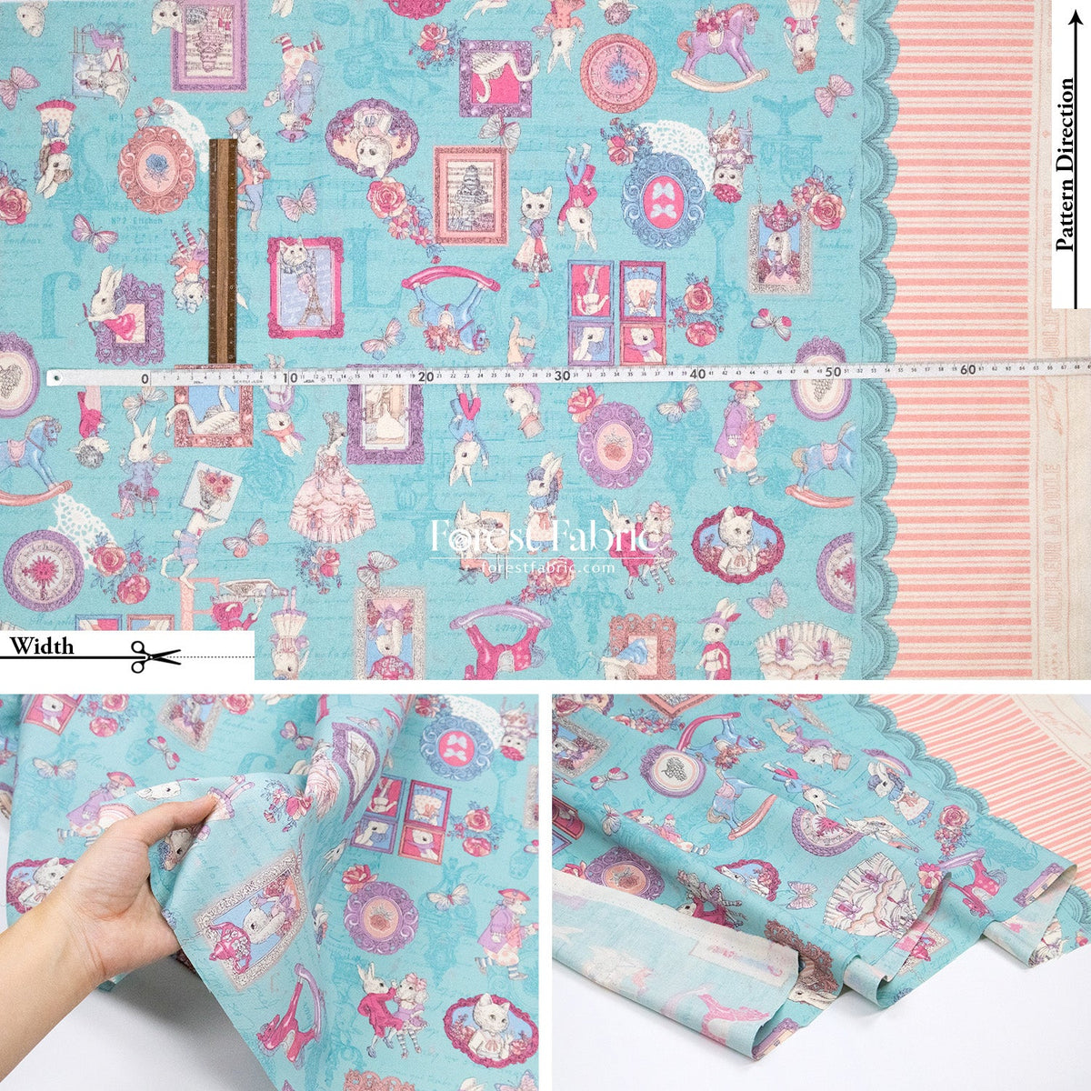 JoliFleur - cotton - TeaParty AQUABLUE fabric - FO:REST Fabric 布恩堂Liberty fabrictana lawnjapanese fabricykk zipper