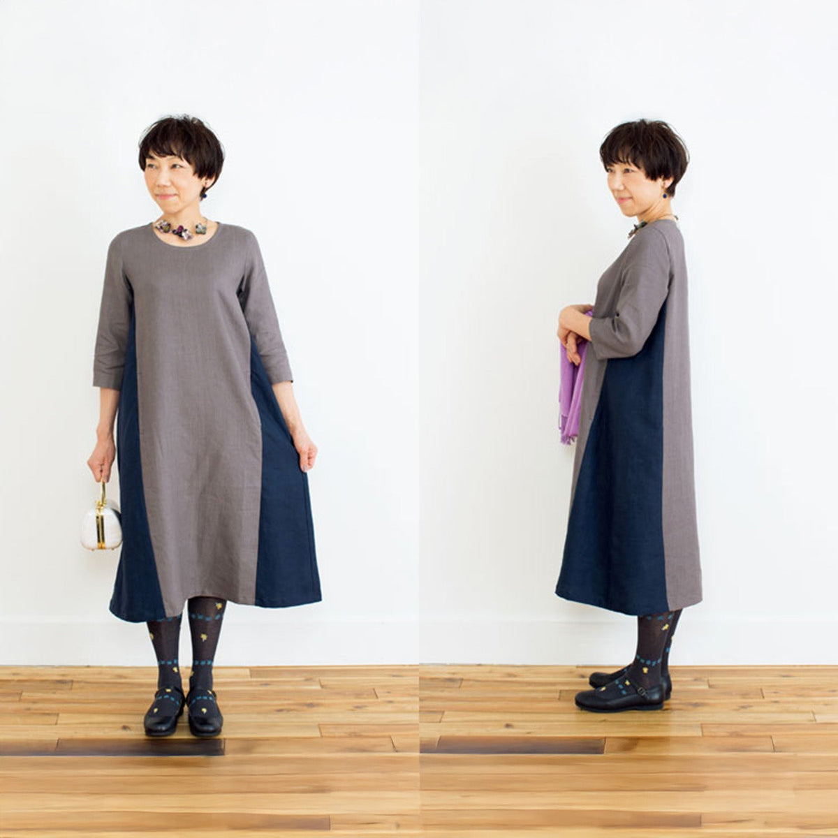 Ladies Paper pattern for Side-Panel Dress - FO:REST Fabric 布恩堂Liberty fabric#tana lawn#japanese fabric#ykk zipper#