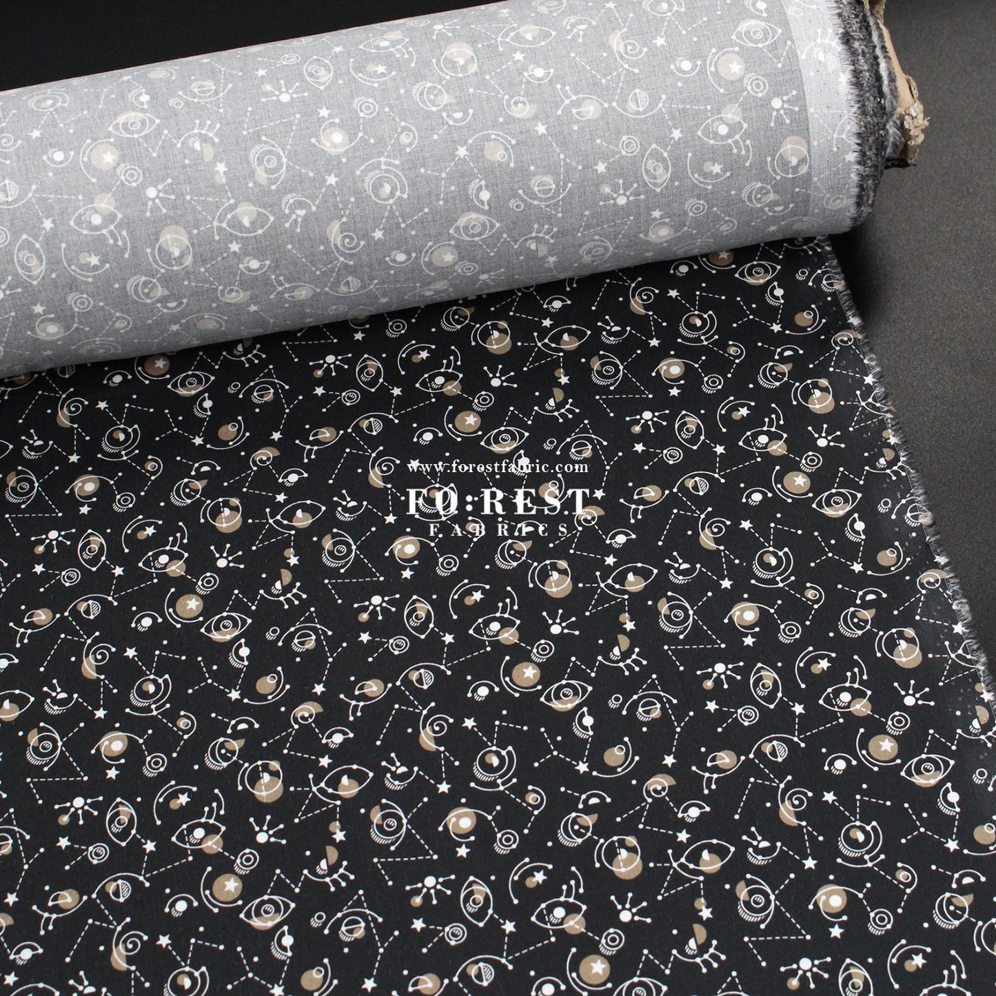 Liberty of London (Cotton Poplin Fabric) - Cyclopes Black - FO:REST Fabric 布恩堂Liberty fabrictana lawnjapanese fabricykk zipper
