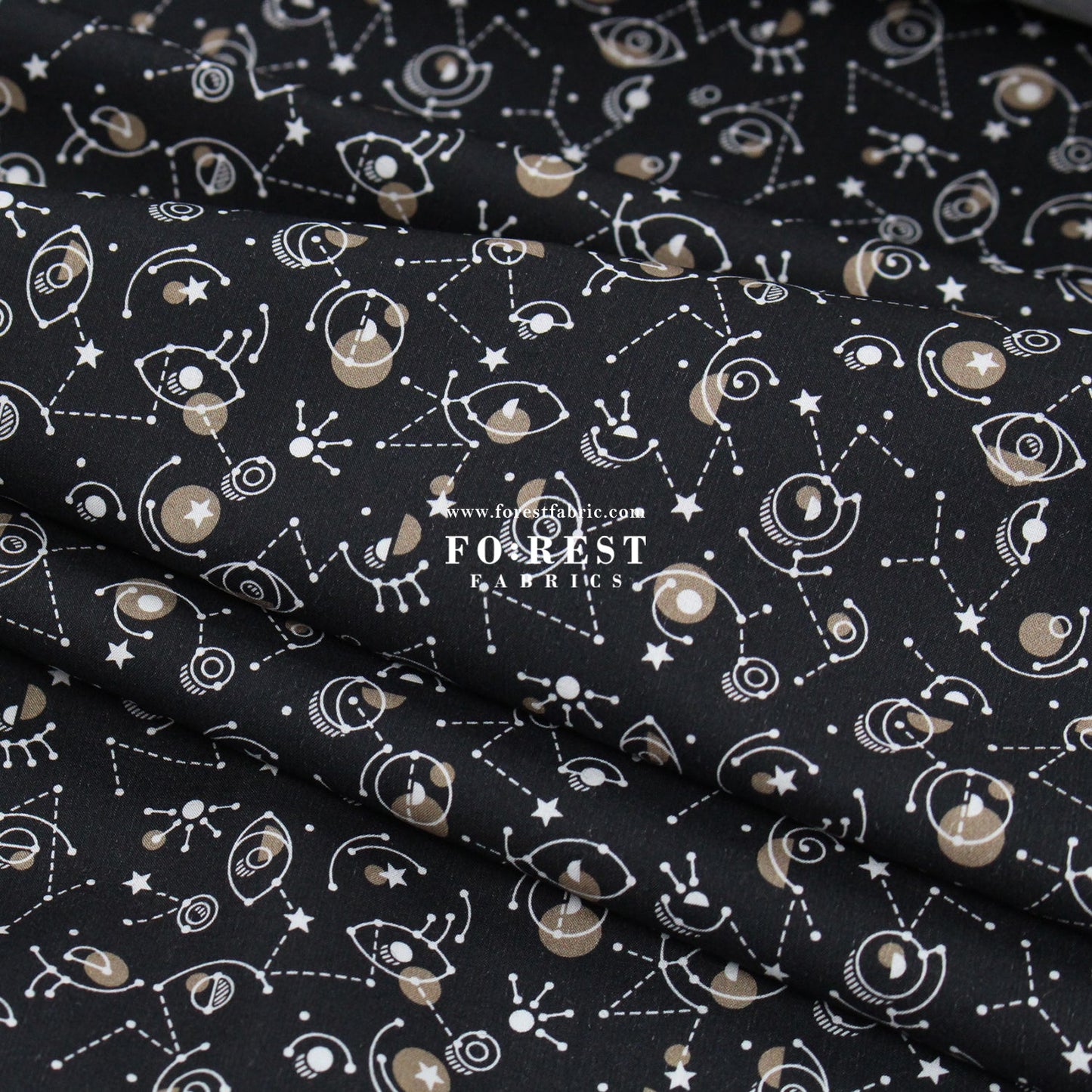 Liberty of London (Cotton Poplin Fabric) - Cyclopes Black - FO:REST Fabric 布恩堂Liberty fabrictana lawnjapanese fabricykk zipper