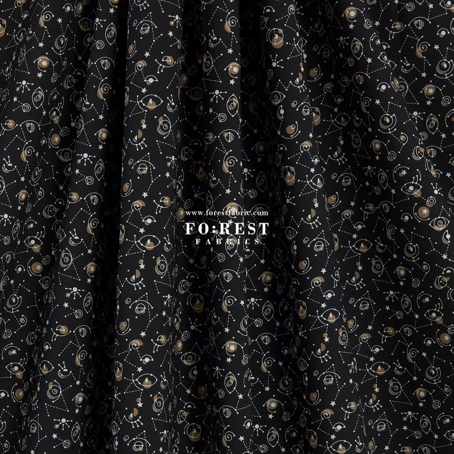Liberty of London (Cotton Poplin Fabric) - Cyclopes Black - FO:REST Fabric 布恩堂Liberty fabrictana lawnjapanese fabricykk zipper
