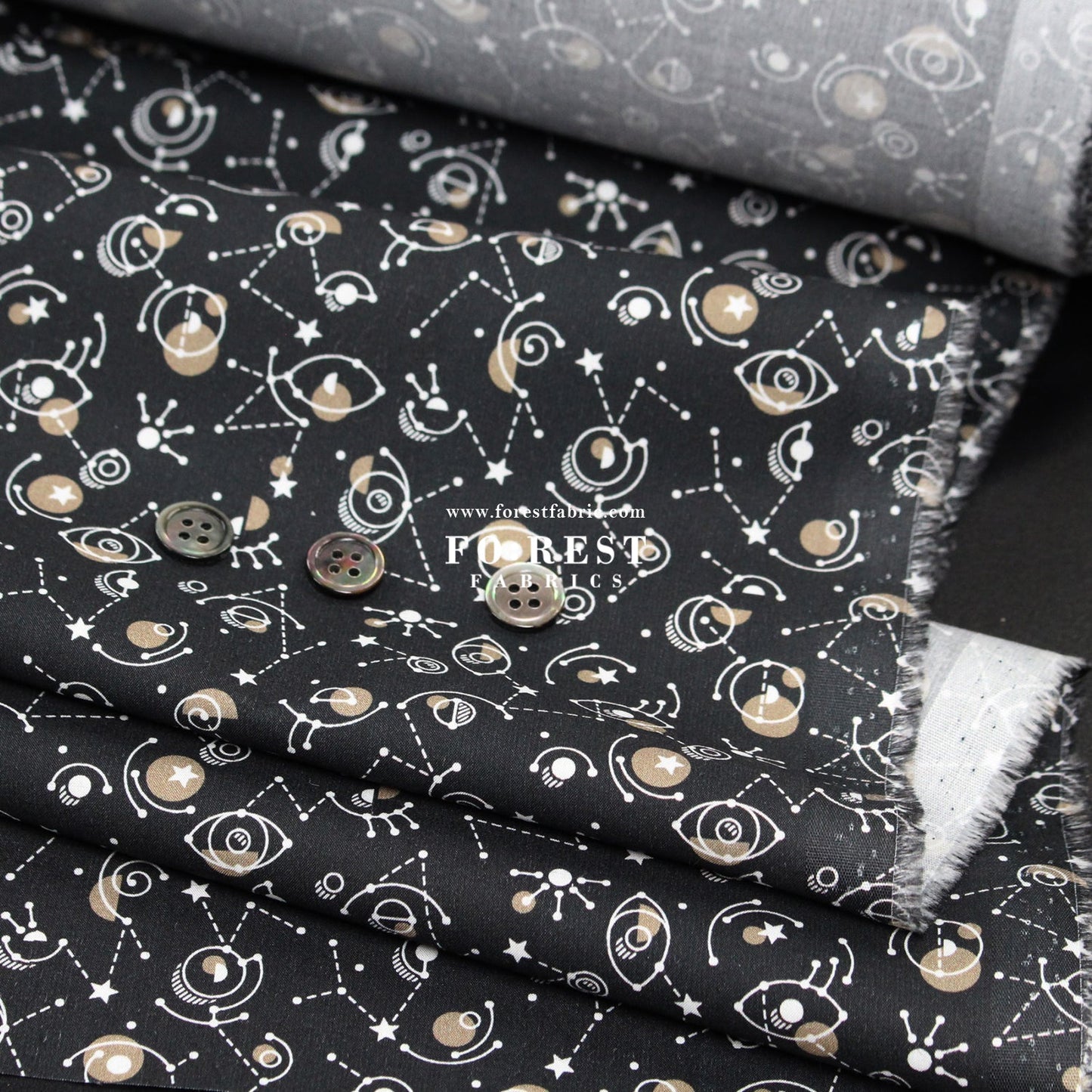 Liberty of London (Cotton Poplin Fabric) - Cyclopes Black - FO:REST Fabric 布恩堂Liberty fabrictana lawnjapanese fabricykk zipper