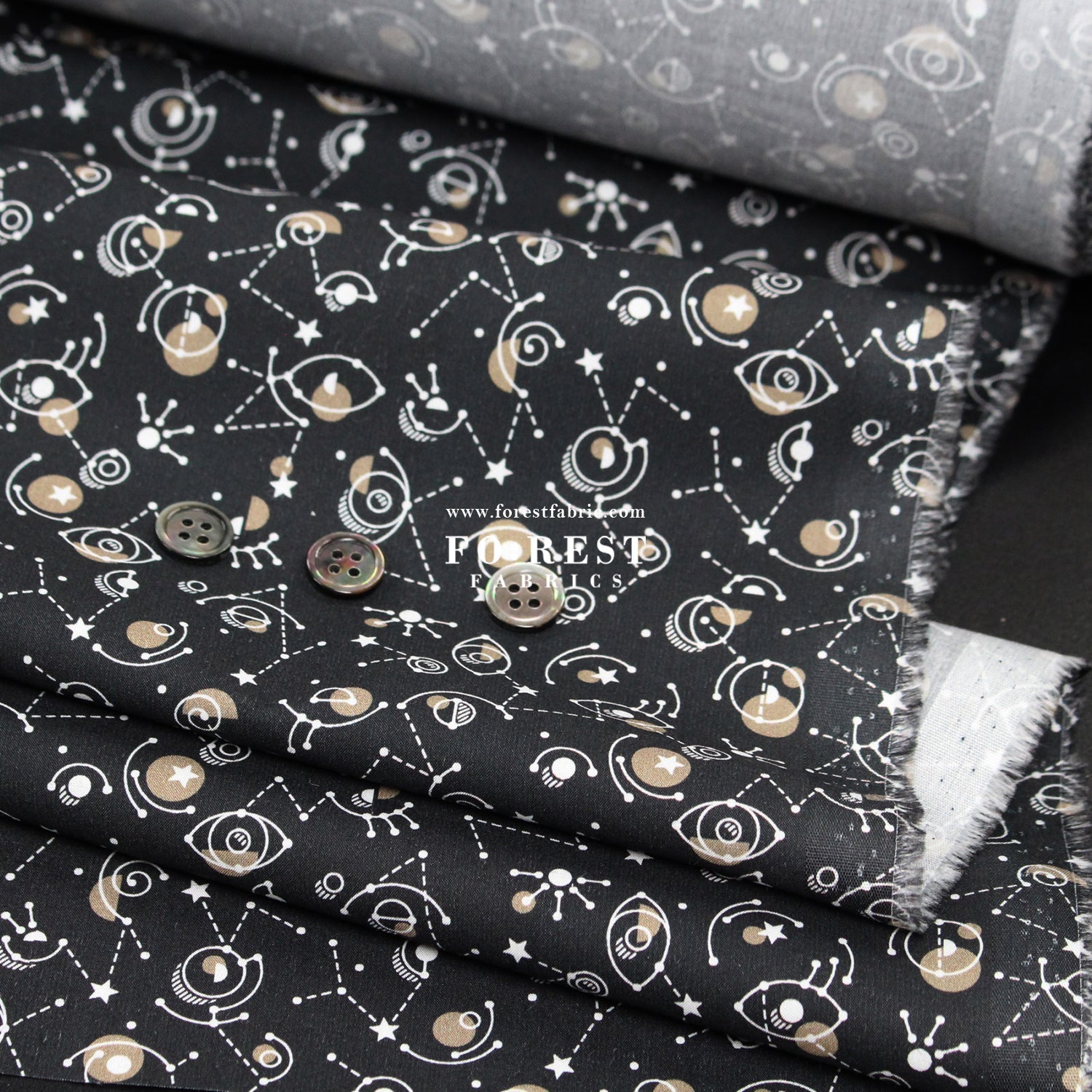 Liberty of London (Cotton Poplin Fabric) - Cyclopes Black - FO:REST Fabric 布恩堂Liberty fabrictana lawnjapanese fabricykk zipper