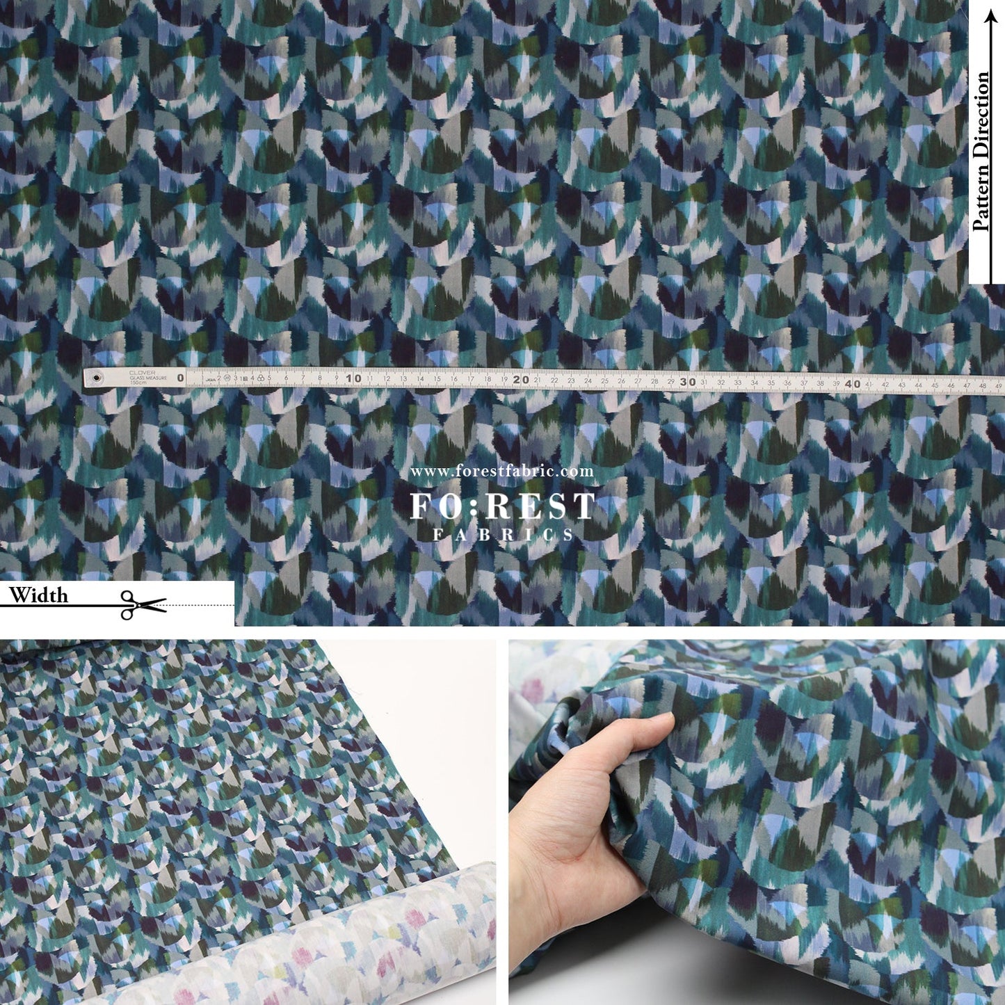 Liberty of London (Cotton Poplin Fabric) - Ikat Night - FO:REST Fabric 布恩堂Liberty fabrictana lawnjapanese fabricykk zipper