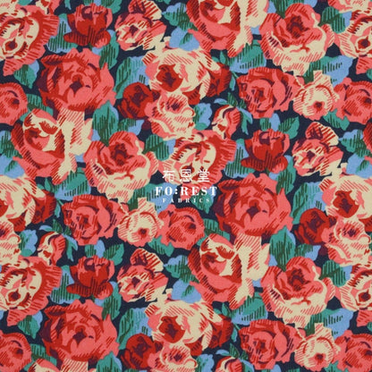 Liberty of London (Cotton Poplin Fabric) - Roman rose - FO:REST Fabric 布恩堂Liberty fabrictana lawnjapanese fabricykk zipper