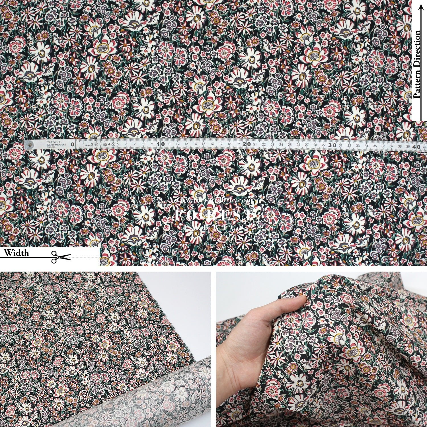Liberty of London (Cotton Poplin Fabric) - White garden A - FO:REST Fabric 布恩堂Liberty fabrictana lawnjapanese fabricykk zipper