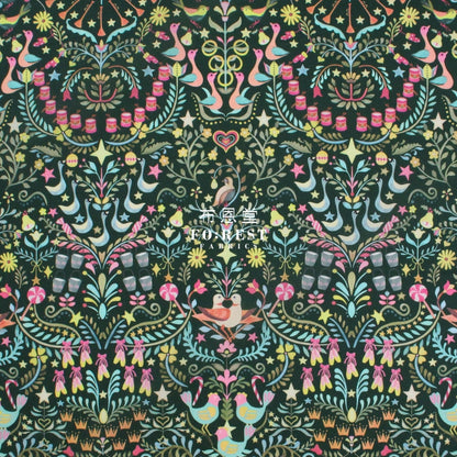 Liberty Of London (Cotton Tana Lawn Fabric) - 12 Days Christmas Green Cotton