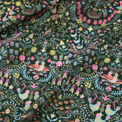Liberty Of London (Cotton Tana Lawn Fabric) - 12 Days Christmas Green Cotton