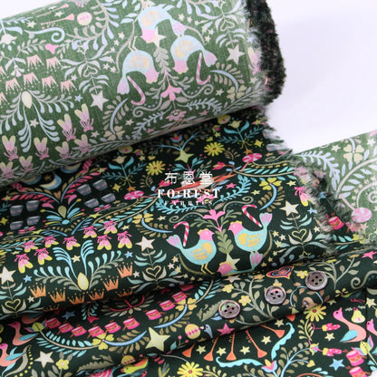 Liberty Of London (Cotton Tana Lawn Fabric) - 12 Days Christmas Green Cotton