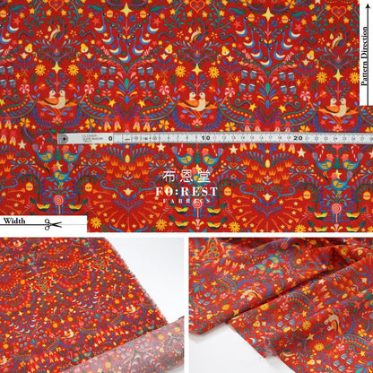 Liberty of London (Cotton Tana Lawn Fabric) - 12 Days of Christmas RED - FO:REST Fabric 布恩堂Liberty fabrictana lawnjapanese fabricykk zipper