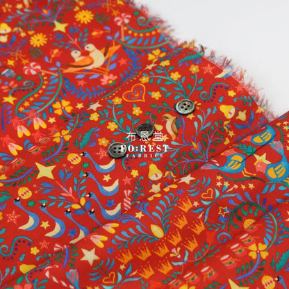 Liberty of London (Cotton Tana Lawn Fabric) - 12 Days of Christmas RED - FO:REST Fabric 布恩堂Liberty fabrictana lawnjapanese fabricykk zipper