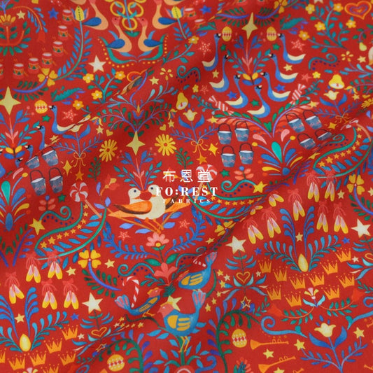 Liberty of London (Cotton Tana Lawn Fabric) - 12 Days of Christmas RED - FO:REST Fabric 布恩堂Liberty fabrictana lawnjapanese fabricykk zipper