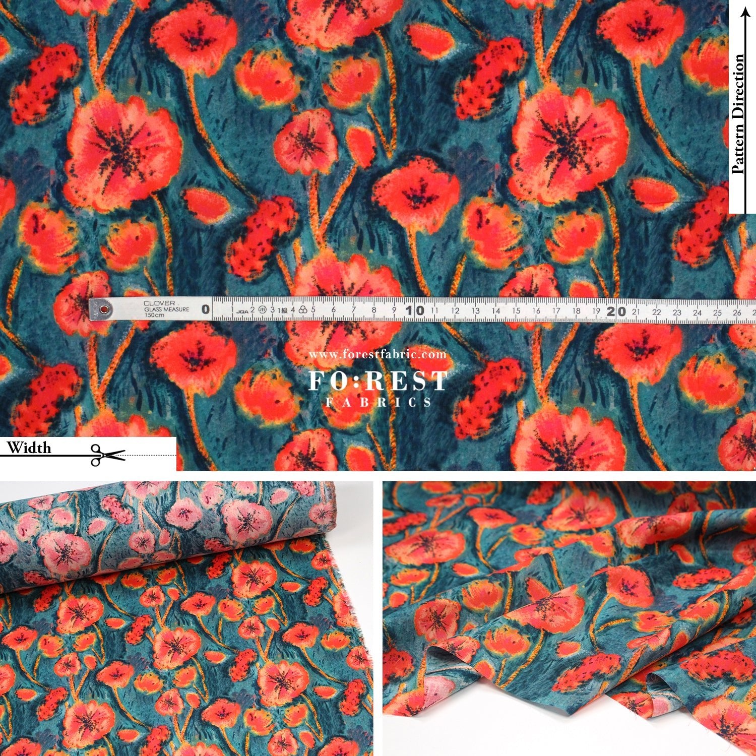 Liberty of London (Cotton Tana Lawn Fabric) - Althea Trinidad Red - FO:REST Fabric 布恩堂Liberty fabrictana lawnjapanese fabricykk zipper