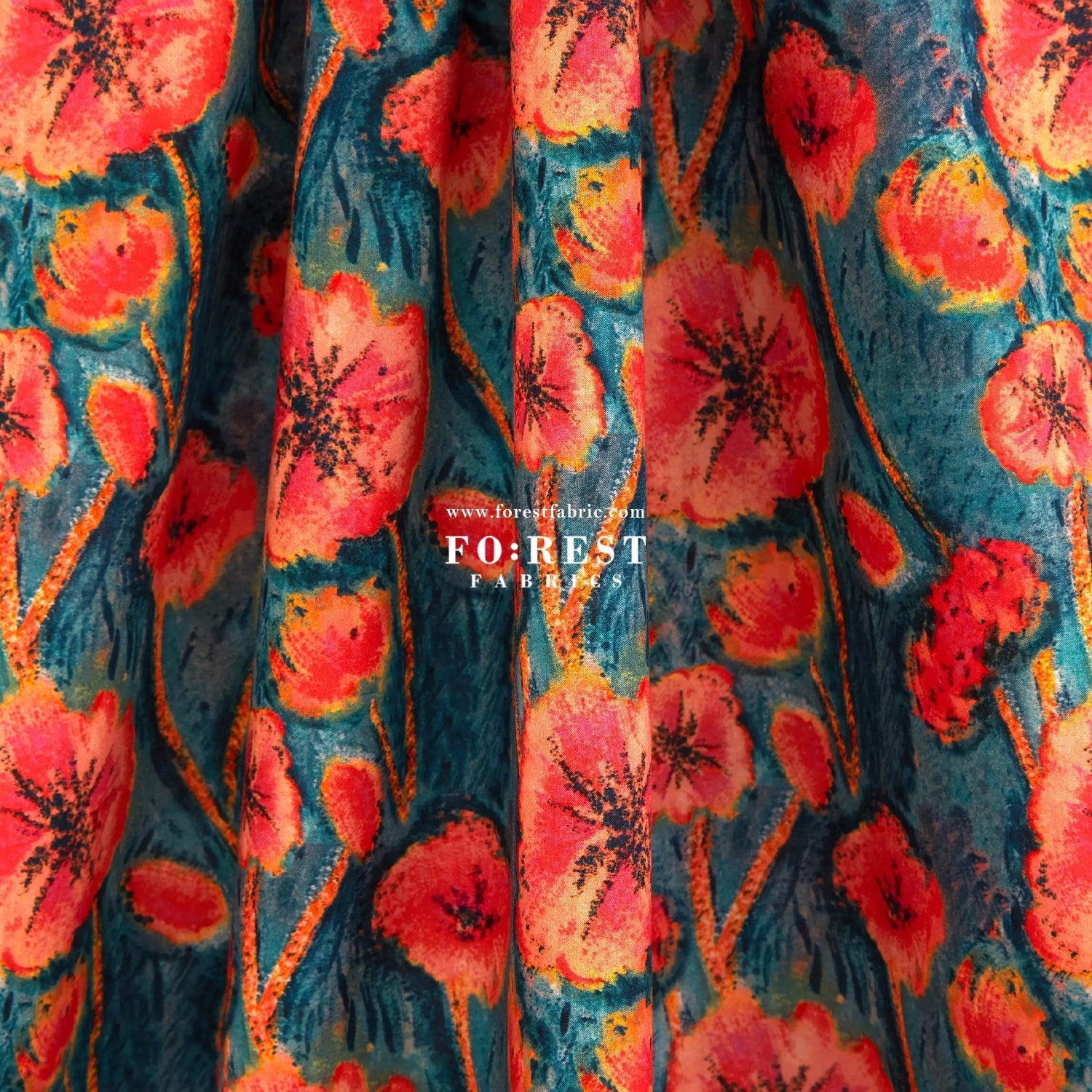 Liberty of London (Cotton Tana Lawn Fabric) - Althea Trinidad Red - FO:REST Fabric 布恩堂Liberty fabrictana lawnjapanese fabricykk zipper