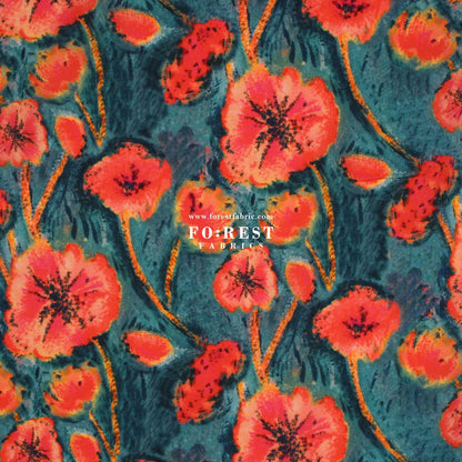 Liberty of London (Cotton Tana Lawn Fabric) - Althea Trinidad Red - FO:REST Fabric 布恩堂Liberty fabrictana lawnjapanese fabricykk zipper