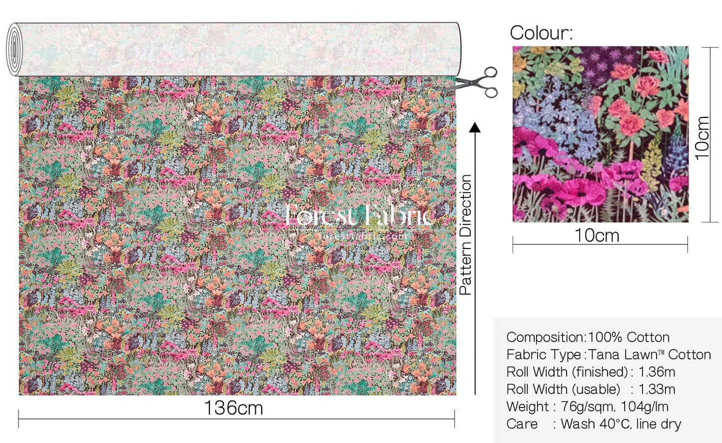 Liberty of London (Cotton Tana Lawn Fabric) - Anna's Haven - FO:REST Fabric 布恩堂Liberty fabrictana lawnjapanese fabricykk zipper