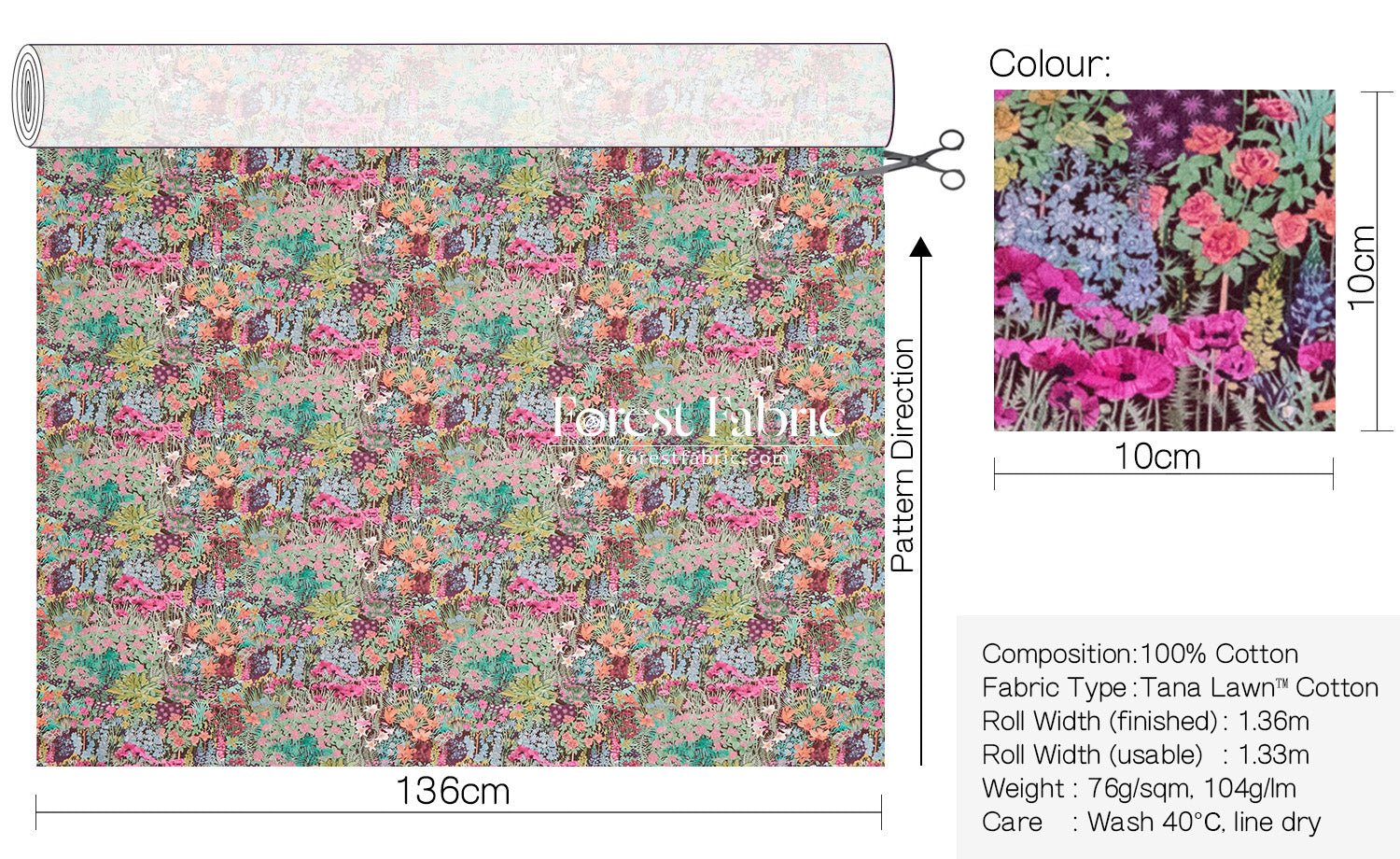 Liberty of London (Cotton Tana Lawn Fabric) - Anna's Haven - FO:REST Fabric 布恩堂Liberty fabrictana lawnjapanese fabricykk zipper