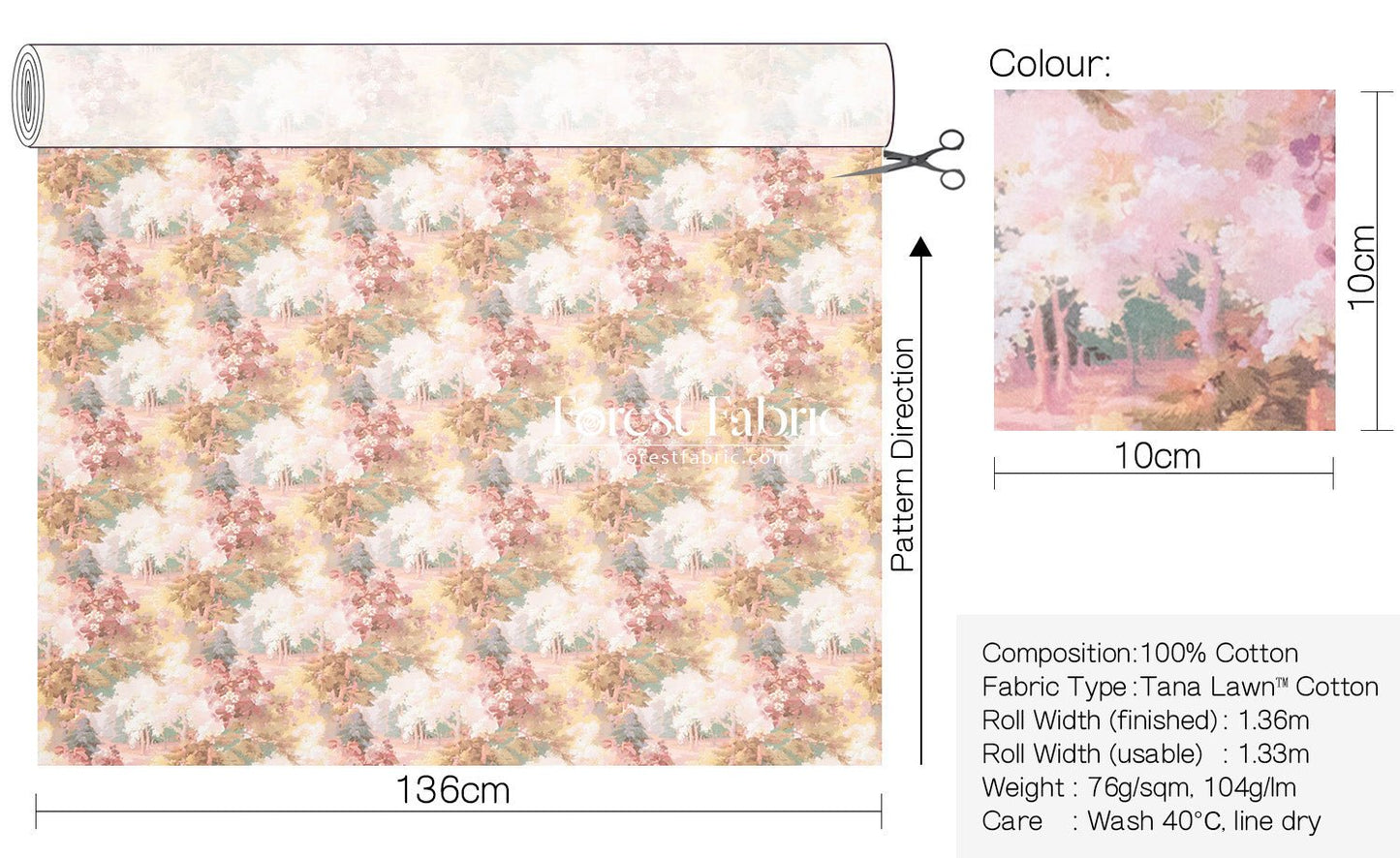Liberty of London (Cotton Tana Lawn Fabric) - Autumnal Arborertum - FO:REST Fabric 布恩堂Liberty fabrictana lawnjapanese fabricykk zipper