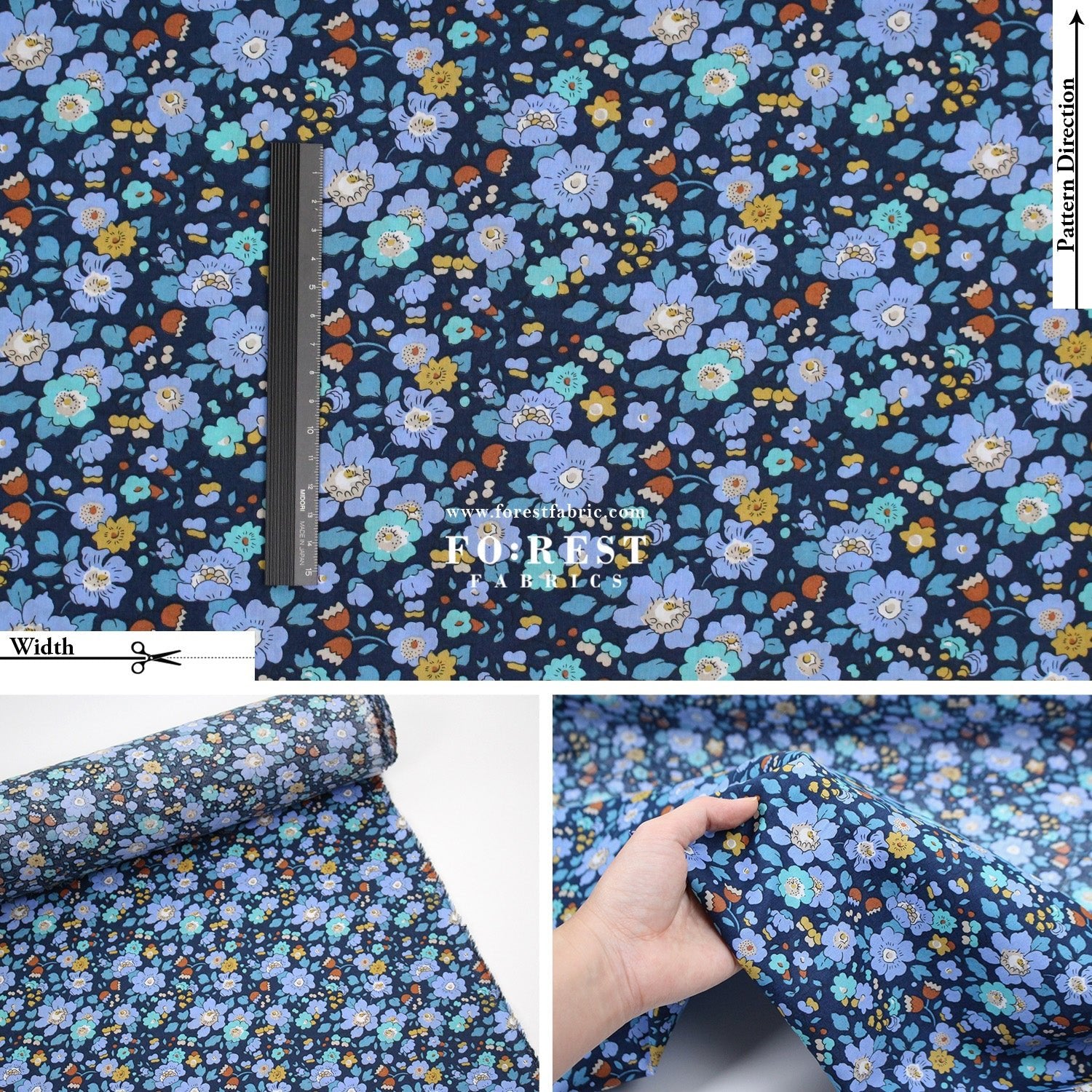 Liberty of London (Cotton Tana Lawn Fabric) - Betsy Meadow C - FO:REST Fabric 布恩堂Liberty fabrictana lawnjapanese fabricykk zipper