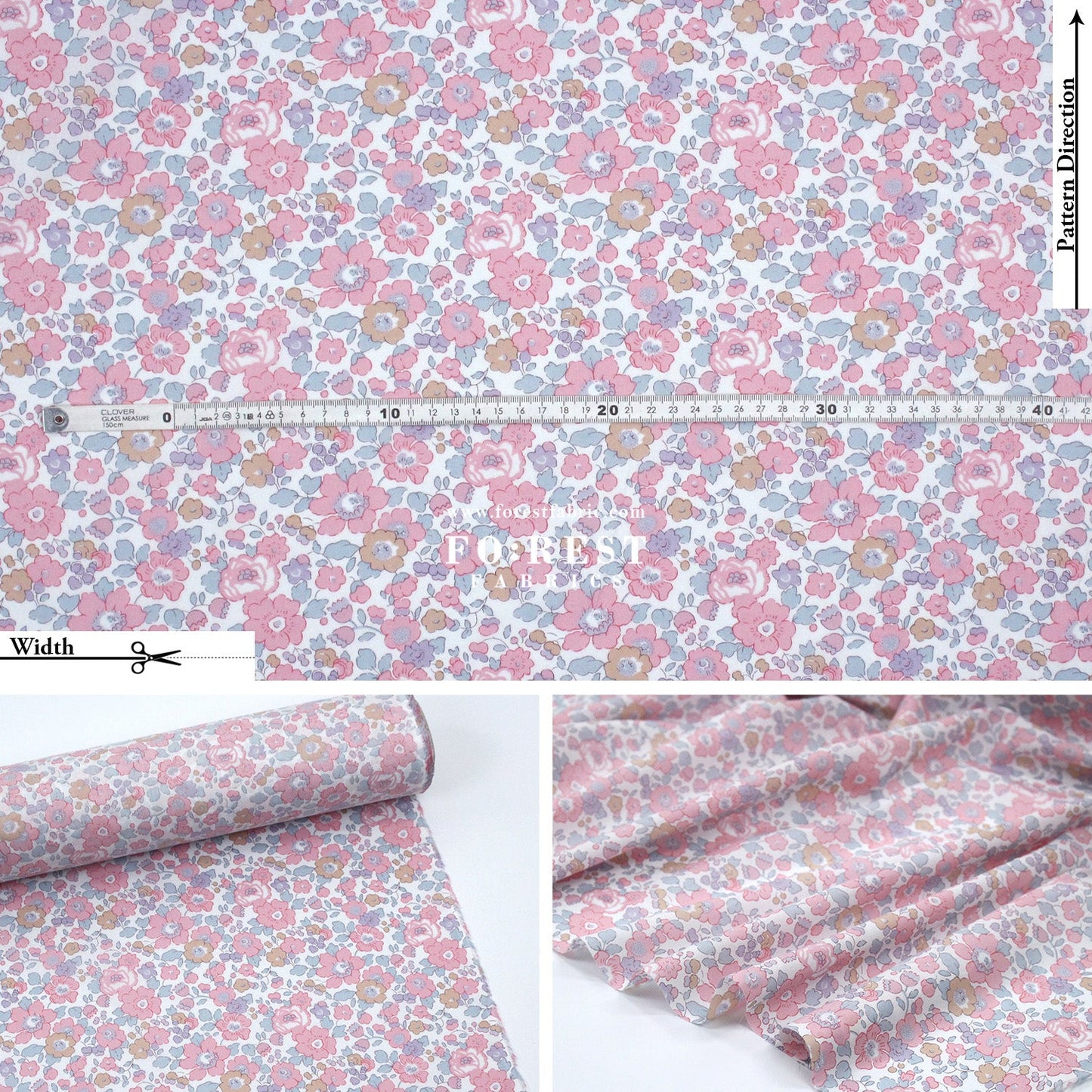 Liberty of London (Cotton Tana Lawn Fabric) - Betsy Meadow X - FO:REST Fabric 布恩堂Liberty fabrictana lawnjapanese fabricykk zipper