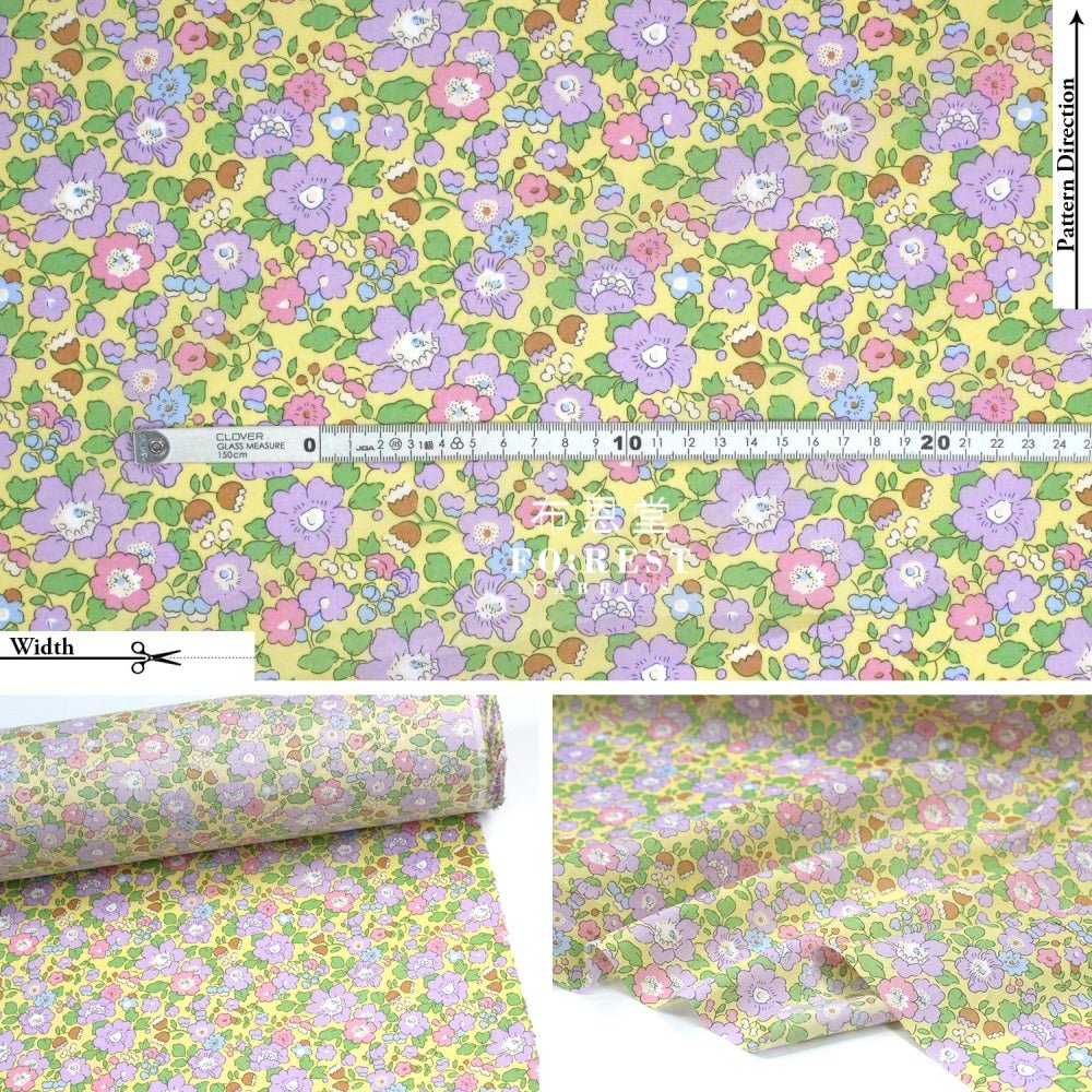 Liberty of London (Cotton Tana Lawn Fabric) - Betsy meadow Yellow - FO:REST Fabric 布恩堂Liberty fabrictana lawnjapanese fabricykk zipper