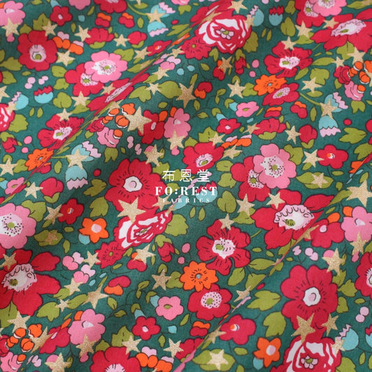 Liberty Of London (Cotton Tana Lawn Fabric) - Betsy Star Green Cotton