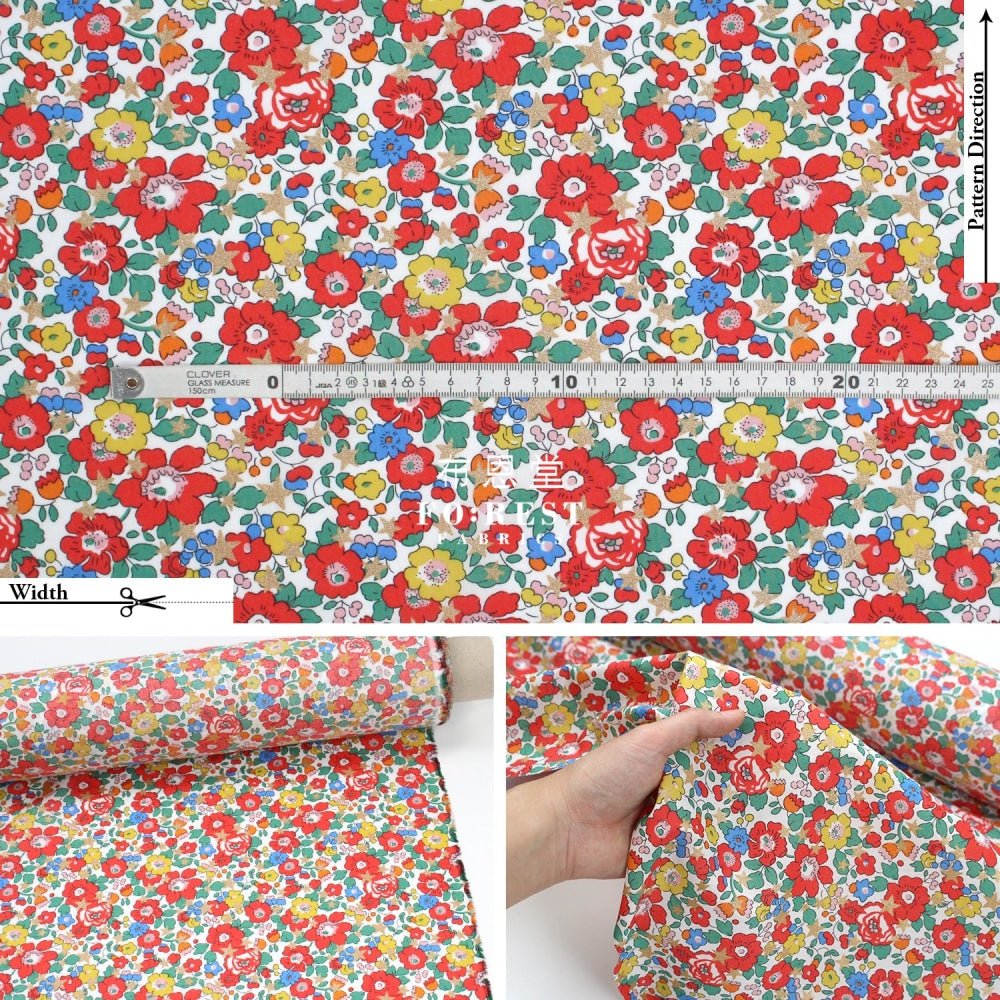 Liberty of London (Cotton Tana Lawn Fabric) - Betsy Star MILKY - FO:REST Fabric 布恩堂Liberty fabrictana lawnjapanese fabricykk zipper