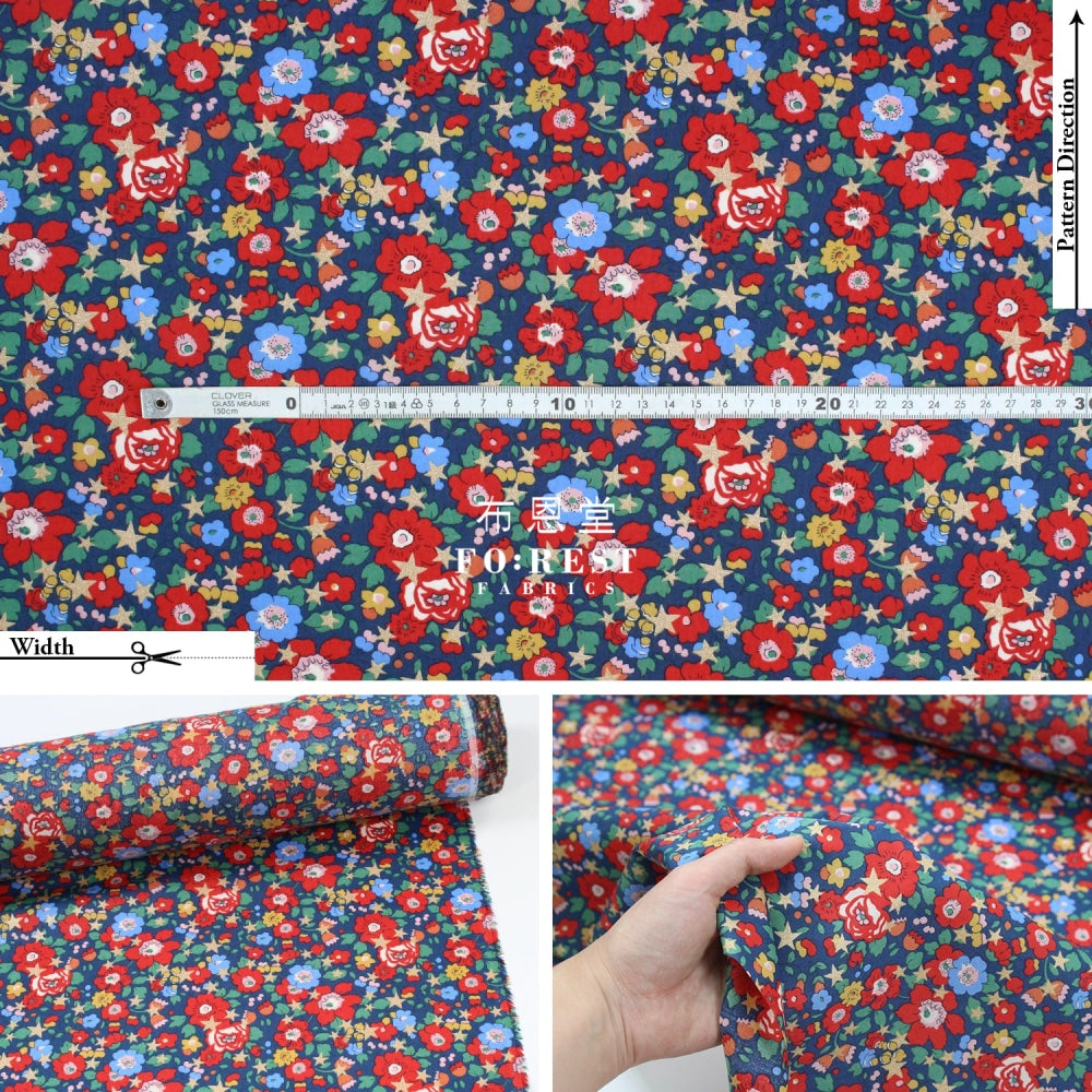 Liberty Of London (Cotton Tana Lawn Fabric) - Betsy Star Navy Cotton