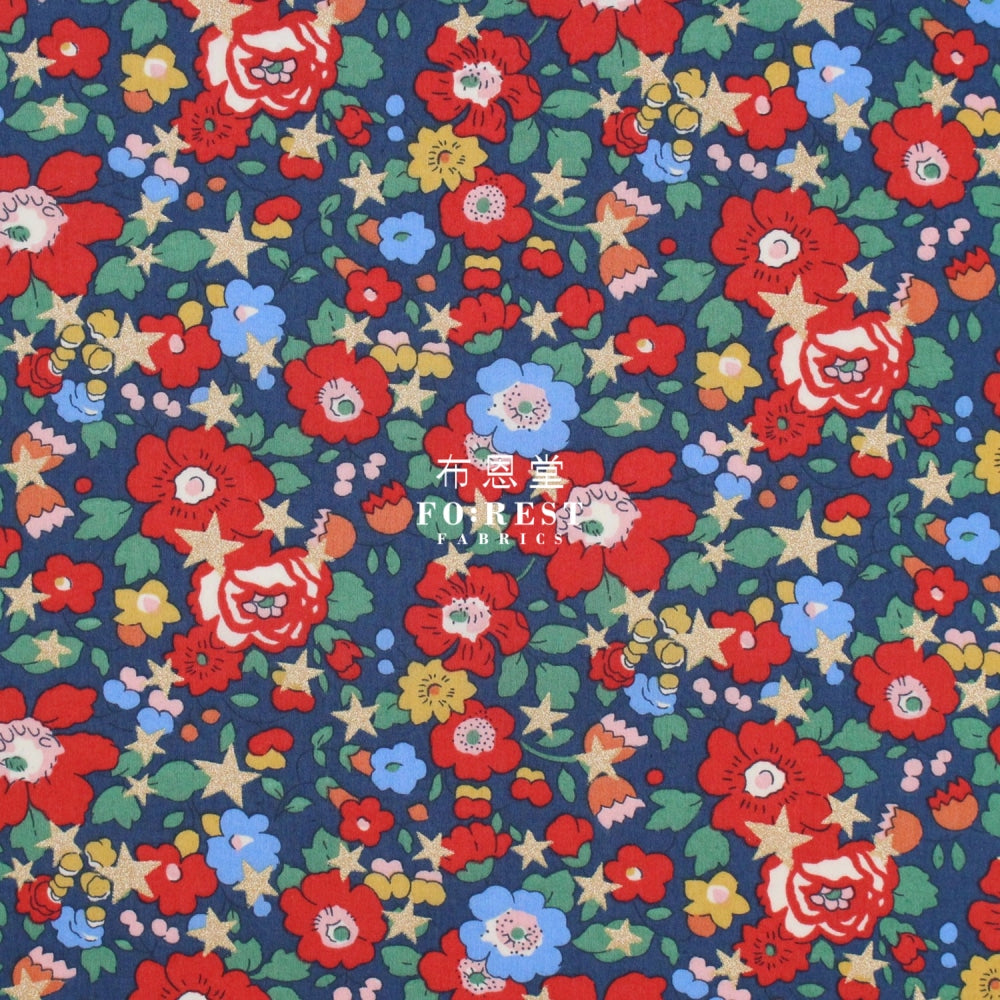 Liberty Of London (Cotton Tana Lawn Fabric) - Betsy Star Navy Cotton