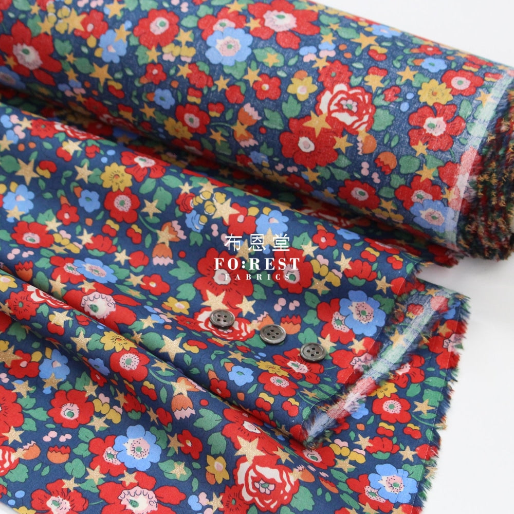 Liberty Of London (Cotton Tana Lawn Fabric) - Betsy Star Navy Cotton