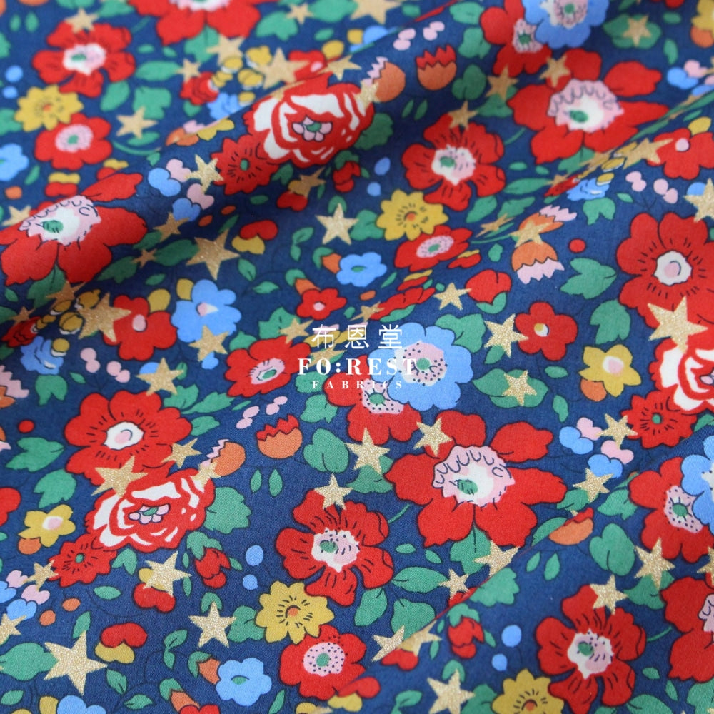 Liberty Of London (Cotton Tana Lawn Fabric) - Betsy Star Navy Cotton