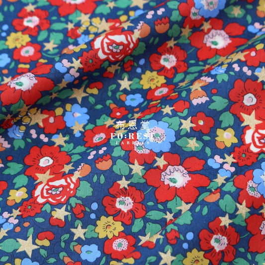 Liberty Of London (Cotton Tana Lawn Fabric) - Betsy Star Navy Cotton