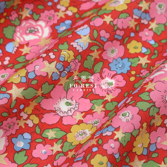 Liberty Of London (Cotton Tana Lawn Fabric) - Betsy Star Red Cotton